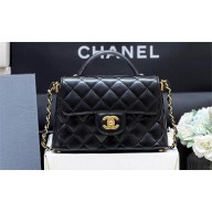Chanel Small Flap Bag with Top Handle in Lambskin AS5355 BLACK 2025(original quality)