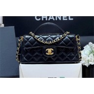 Chanel mini Flap Bag with Top Handle in Lambskin AS5354 BLACK 2025(original quality)