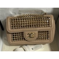 Chanel mini Flap Bag in Lambskin with diamante imitation pearls AS4961 beige 2025