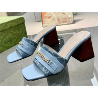 Gucci Signoria slide sandal in blue leather 786595 2024
