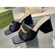 Gucci Signoria slide sandal in black leather 786595 2024