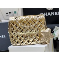 chanel Metallic Mirror Calfskin, Metallic Lambskin & Gold-Tone Metal gold Flap Bag & Star Coin Purse AS4649 2024(original quality)