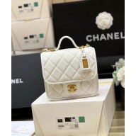Chanel Grained Calfskin Small Flap Bag with Top Handle AS3652 white 2022(original quality)