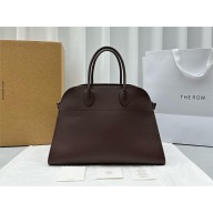 THE ROW MARGAUX 15 BAG IN BOX LEATHER Dark Chocolate 2024