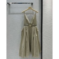 miu miu Panama cotton mini-dress khaki 2023 
