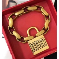 Dior "Lucky Locket" Bracelet with Dior padlock Aged Gold 2018