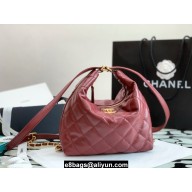 Chanel Lambskin Maxi Hobo Bag AS3488 Dark Red 2022