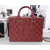 Chanel Calfskin Vanity Case Bag AS3345 Dark Red 2022