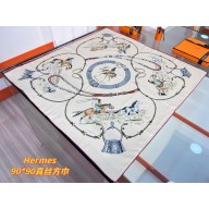 HERMES Pampa silk scarf 90 white 2025