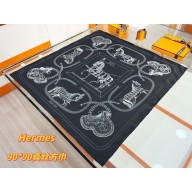 HERMES black Embroidered Grand Apparat scarf 90 2025