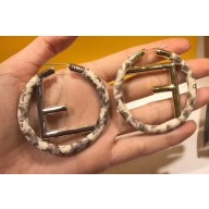 Fendi F Is Fendi Loop Earrings Elaphe Beige