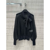 Dior Black Mohair, Alpaca and Silk Blend Knit ASCOT sweater 2024