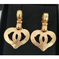 Chanel CC Heart Earrings Gold 2018