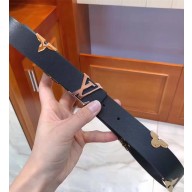 Louis Vuitton LV Iconic Metallic Flowers Belt 30MM M9310U Black 2018