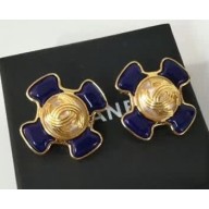 Chanel CC Stud Earrings Blue 2018