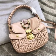 Miumiu Leather Coffer Bag 5BC041 Cameo Beige 2018