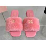 Miu Miu lambskin/SHEARLING SLIDES pink 2024SS