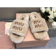 Miu Miu SHEARLING SLIDES beige 2024SS