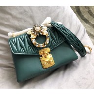 Miumiu Leather Shoulder Bag 5BD103 Dark Teal 2018
