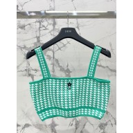 Dior White and green Houndstooth Technical Knit Dioriviera Cropped Top 2024