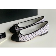 Chanel white fabric&lambskin ballet flats 2024