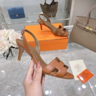 HERMES 7CM Eternite SANDALS IN BOX LEATHER TAN
