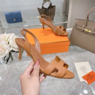 HERMES 7CM Eternite SANDALS IN EPSOM LEATHER tan