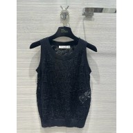 Dior black Mohair and Alpaca Blend Lace tank top 2024