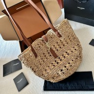 cheap sale saint laurent raffia tote bag khaki 2023