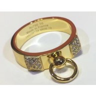 Hermes Collier de Chien Ring with Crystal Yellow Gold