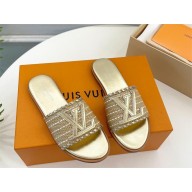 Louis Vuitton Raffia Flat Mules Gold 2023