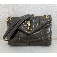 Saint Laurent  puffer small in quilted crinkled leather LIGHT MUSK (original quality) 2024