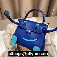 hermes kelly doll bag in original swift leather blue/turquoise handmade