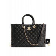 chanel black coco handle shopping caviar leather large tote