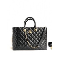 chanel black coco handle shopping calfskin large tote