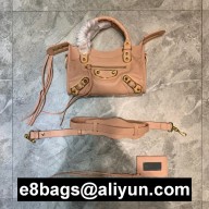 BALENCIAGA GOATSKIN CLASSIC METALLIC EDGE MINI CITY BAG PINK