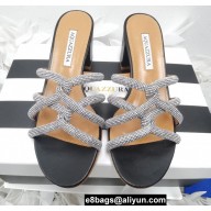 Aquazzura Heel 5.5cm Crystal Straps Moondust Sandals Black 2022