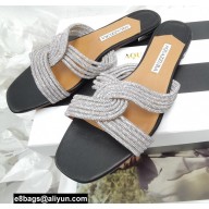 Aquazzura Crystal Straps Gatsby Flats Black 2022