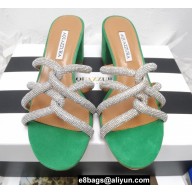 Aquazzura Heel 5.5cm Crystal Straps Moondust Sandals Green 2022