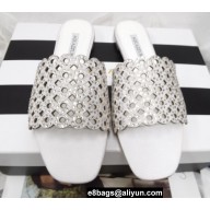 Aquazzura Crystal Candy Flat Slides Sandals White 2022