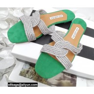 Aquazzura Crystal Straps Gatsby Flats Green 2022