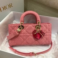 dior Bright Pink Cannage Denim Lady D-Joy Bag 2022