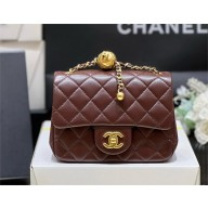 chanel Gold BALL LEATHER MINI flap bag AS1786 burgundy 2024 (ORIGINAL QUALITY)
