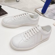 LANVIN Suede stitching cowhide and nylon fabric casual shoes in White LAs009