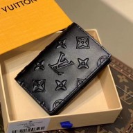 Louis Vuitton Monogram Seal cowhide SLENDER Pocket Wallet in Black M80508