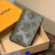 Louis Vuitton Monogram Seal cowhide SLENDER Pocket Wallet in Green M80508