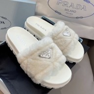 Prada Wool cotton slippers in White  P66