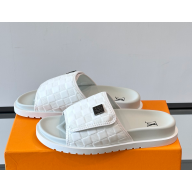 Louis Vuitton men's calfskin sandals white 2025