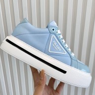 Prada Sheepskin Lining Platform Sneakers in Blue P03 2021