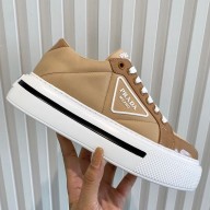 Prada Sheepskin Lining Platform Sneakers in Brown P04 2021
